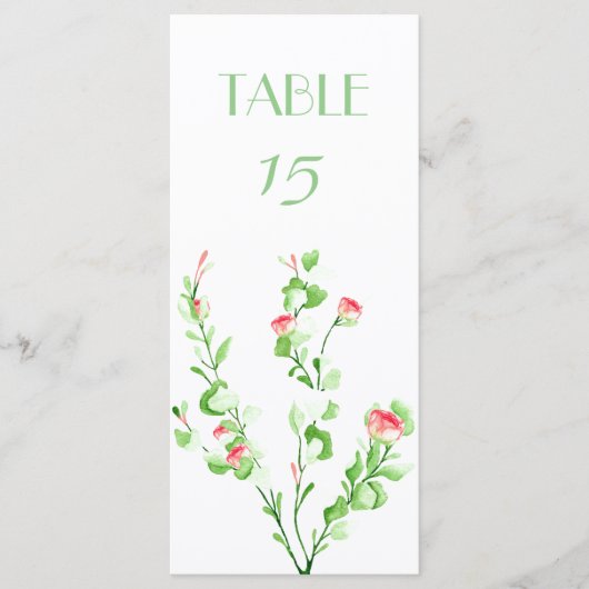 Roze Garden Bouquet Table Number Card Menu (Voorkant)