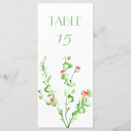 Roze Garden Bouquet Table Number Card Menu