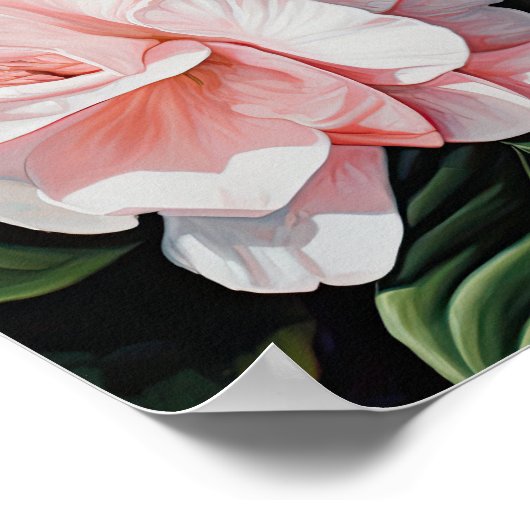 Roze Gardenia Bloemen Art Print Poster (Hoek)