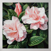 Roze Gardenia Bloemen Art Print Poster (Voorkant)