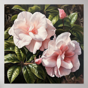 Roze Gardenia Bloemen Art Print Poster