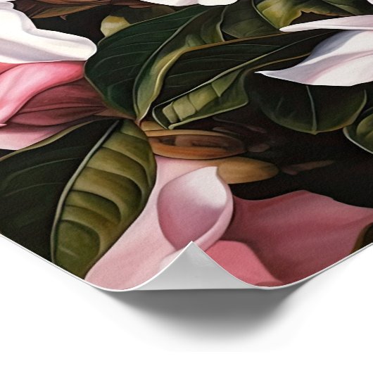 Roze Gardenias Bloemenkunst Print Poster (Hoek)