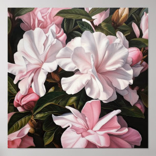 Roze Gardenias Bloemenkunst Print Poster