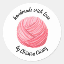 Roze Garen Gemaakt met Liefde Gepersonaliseerde Wa Ronde Sticker