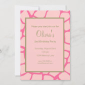 Roze Gariffe Birthday Uitnodiging (Voorkant)