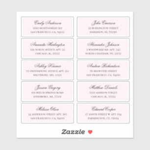 Roze gasten namen adres. Bruiloft verzendlabels Sticker
