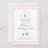 Roze Gat in een Gingham Verjaardag Uitnodiging (Voorkant)