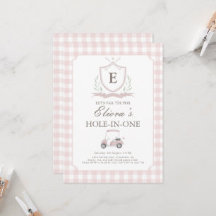 Roze Gat in een Gingham Verjaardag Uitnodiging