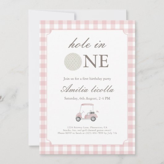 Roze gat in een uitnodiging voor een golfverjaarda (Voorkant)