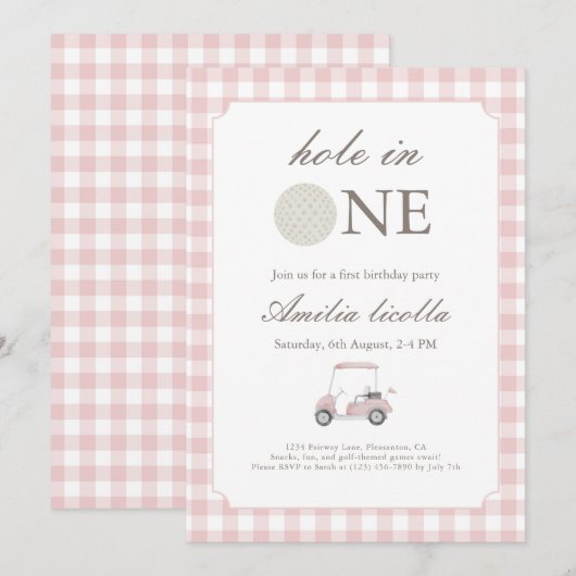 Roze gat in een uitnodiging voor een golfverjaarda (Voorkant / Achterkant)