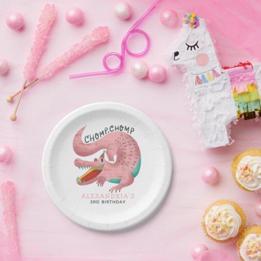 Roze Gator Meisjes Verjaardagsfeestje Papieren Bordje (Feest)