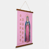 Roze Gaudete Zondag BVM Advent Wandtapijt Hangend Wandkleed (Gebogen)