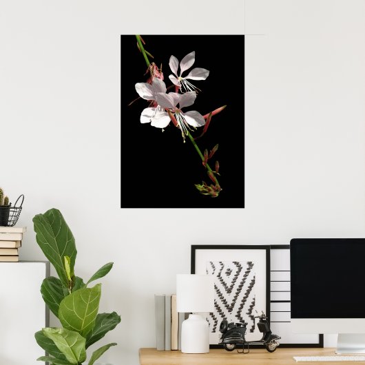 Roze Gaura Flower Poster (Thuiskantoor)