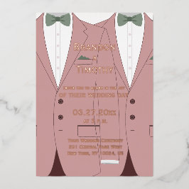 Roze Gay Bruiloft Nodigt Echt Roos Gouden Folie Folie Uitnodiging