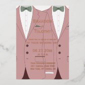 Roze Gay Bruiloft Nodigt Echt Roos Gouden Folie Folie Uitnodiging (Voorkant)