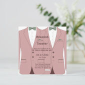 Roze Gay Bruiloft Uitnodigt Vierkant Kaart (Staand voorkant)