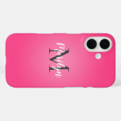  roze gearceerd, jouw naam en initiaal Case-Mate iPhone case (Achterkant (horizontaal))