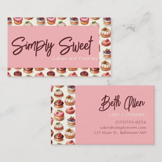 Roze gebak Cupcake Visitekaartje (Voorkant / Achterkant)