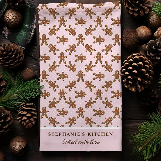 Roze Gebak Mannetje Stippen Custom Kerstmis Theedoek