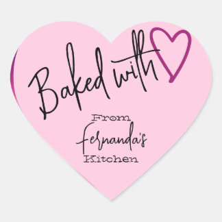 Roze gebak met liefdesbakken uit de keuken van hart sticker