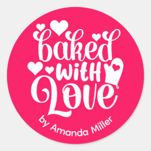 Roze gebakken met liefde Moederdag bakken Ronde Sticker