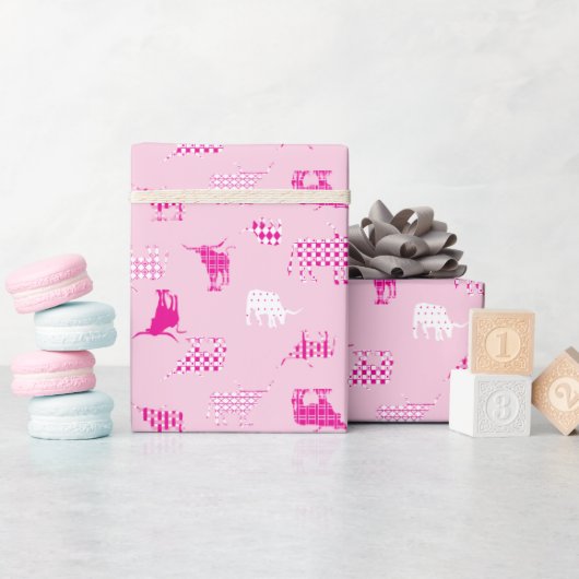Roze, gebarenteerde langwerpspatroon voor het ompa cadeaupapier (Baby Shower)