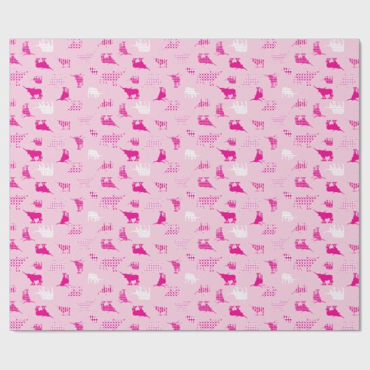 Roze, gebarenteerde langwerpspatroon voor het ompa cadeaupapier (Vlak)