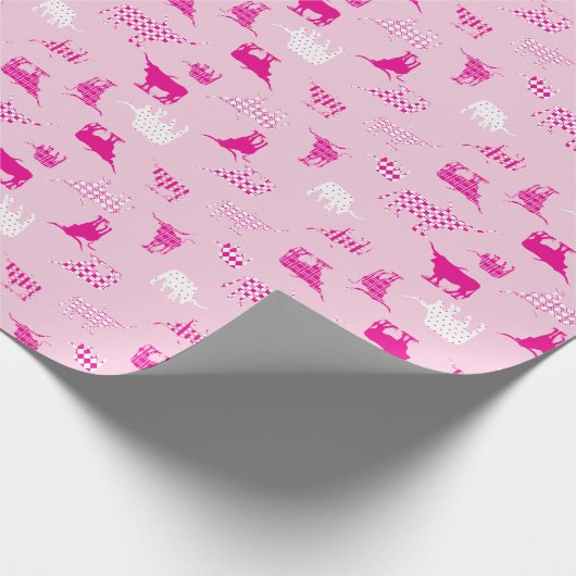 Roze, gebarenteerde langwerpspatroon voor het ompa cadeaupapier (Hoek)