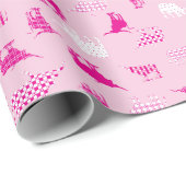 Roze, gebarenteerde langwerpspatroon voor het ompa cadeaupapier (Rol Hoek)