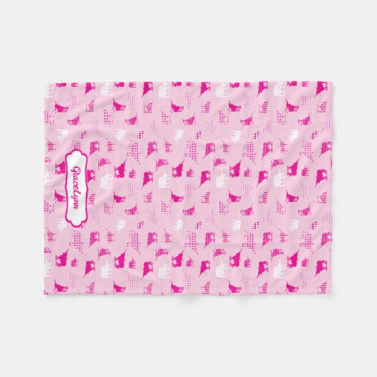 Roze gebatterde Longhorns patroon Fleece Deken (Voorkant (Horizontaal))