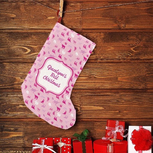 Roze gebatterde Longhorns patroon Kleine Kerstsok