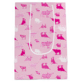 Roze gebatterde Longhorns patroon Medium Cadeauzakje (Achterkant)