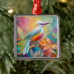 Roze Gebekt Rode Borst Fantasie Vogel Metalen Ornament