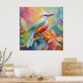 Roze Gebekt Rode Borst Fantasie Vogel Poster (Keuken)