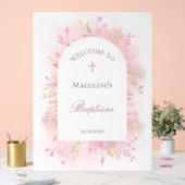 roze gebladerte Doop welkom Acryl Bord (Huwelijk)