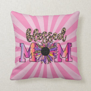 Roze geblazen mam Floral Modern Cotton Kussen