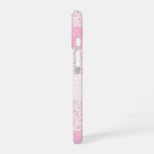 Roze gebloemde patchwork telefoonhoes iPhone 16 hoesje (Linkerkant)