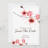 Roze gebluste Cherry Blossom Wedding Save the Date (Voorkant)