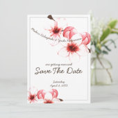 Roze gebluste Cherry Blossom Wedding Save the Date (Staand voorkant)