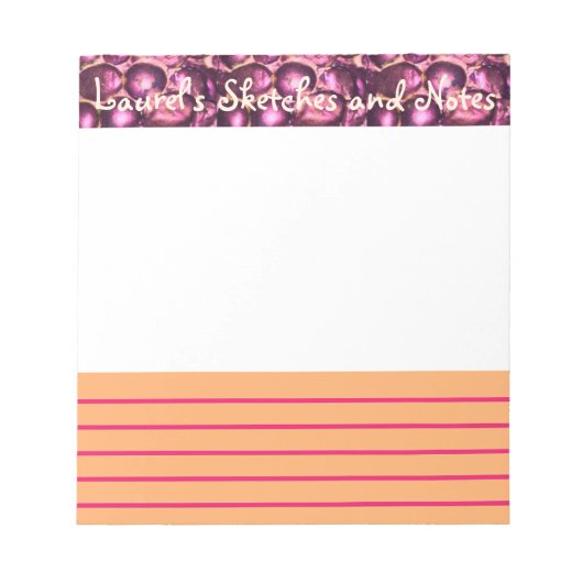 Roze, gebluste glam, kleine schets en notitiepad notitieblok (Voorkant)