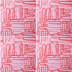 Roze gebogen kronkelende abstracte moderne tegeltje