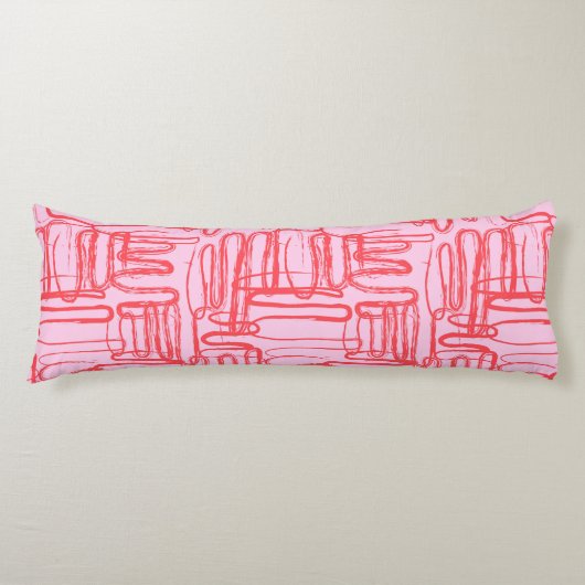 Roze gebogen kronkelige abstracte moderne lichaamskussen (Voorkant)