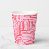 Roze gebogen kronkelige abstracte moderne papieren bekers (Achterkant)