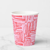 Roze gebogen kronkelige abstracte moderne papieren bekers (Voorkant)