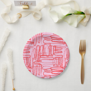 Roze gebogen kronkelige abstracte moderne papieren bordje