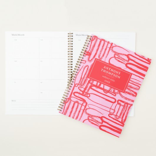 Roze gebogen kronkelige abstracte moderne planner (Display)