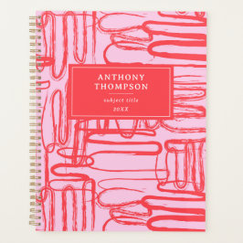 Roze gebogen kronkelige abstracte moderne planner