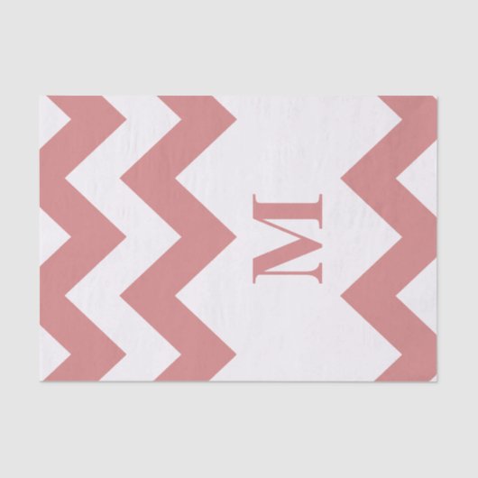 Roze gebold Chevron met monogram Tissuepapier (Voorkant)