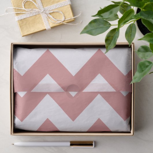 Roze gebold Chevron met monogram Tissuepapier (Geschenk)