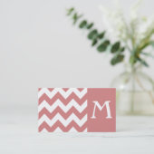 Roze gebold Chevron Monogram Visitekaartje (Staand voorkant)